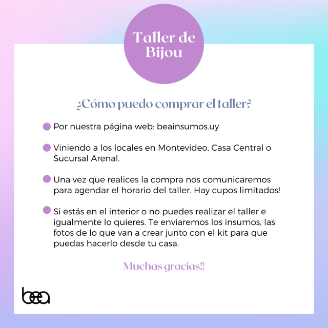 TALLER DE BIJOU - INCLUYE TALLER PRESENCIAL CON ARMADO + KIT PARA LLEVAR