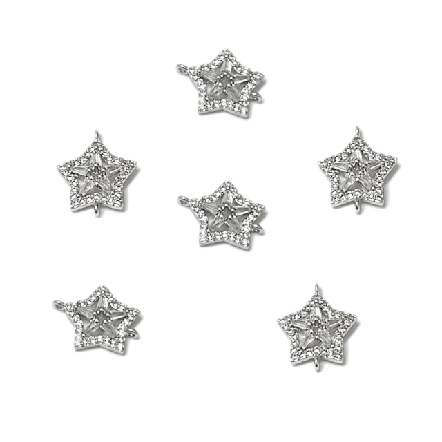 DIJE ESTRELLA - FLOR 14X13MM - BAÑO DE RODIO (SEPARADOR)