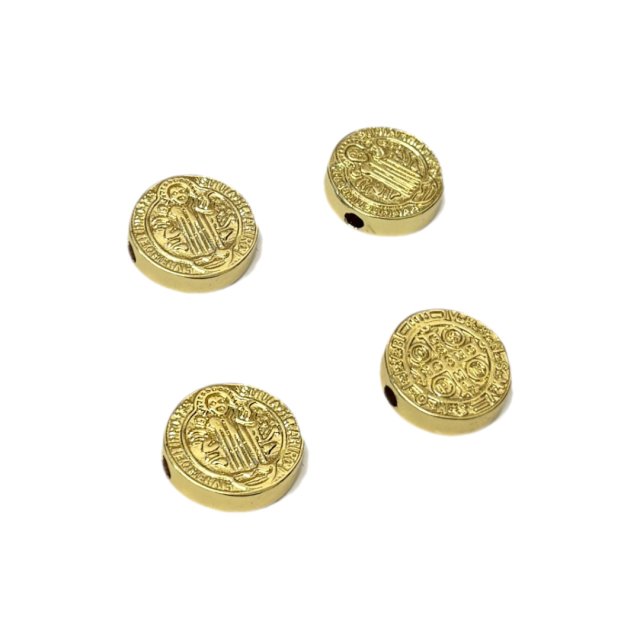 DIJE MEDALLA SAN BENITO 15MM - BAÑO DE ORO (SEPARADOR)
