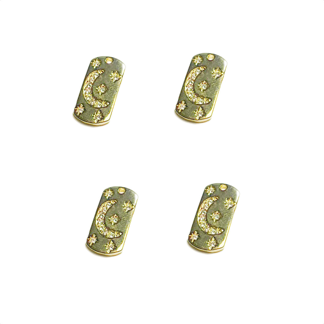 DIJE MEDALLA LUNA- ESTRELLAS 19X10MM - BAÑO DE ORO