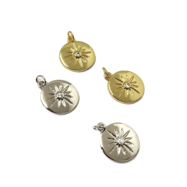 DIJE MEDALLA ESTRELLA DE BELEN BAÑO DE ORO Y CIRCONIAS 15MM