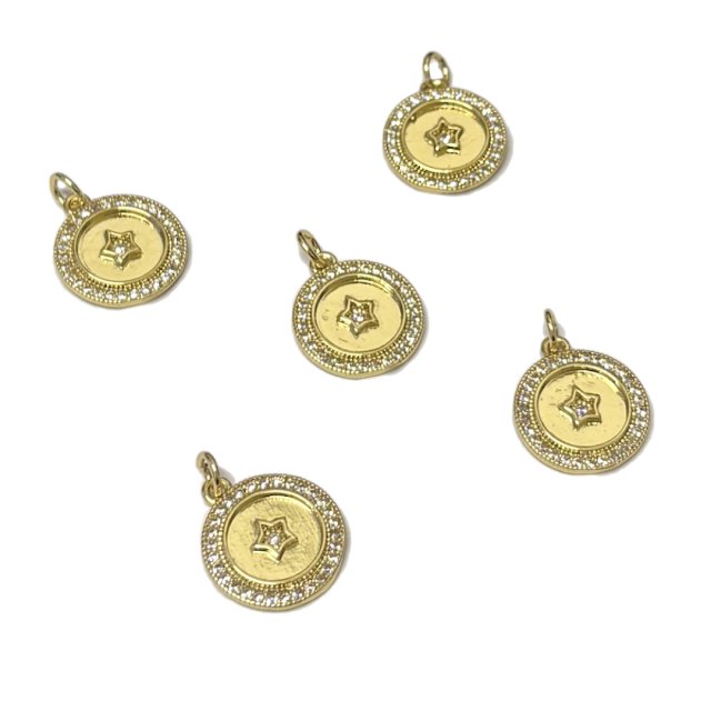 DIJE ESTRELLA MEDALLA 15MM - BAÑO DE ORO
