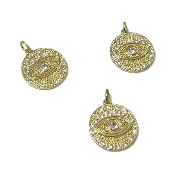 DIJE OJO MEDALLA 19MM - BAÑO DE ORO