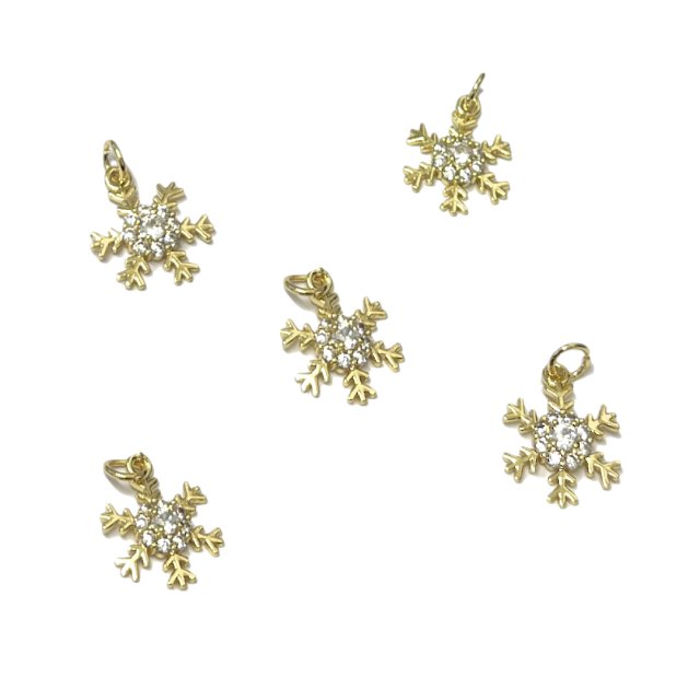 DIJE FLOR COPO DE NIEVE 14MM - BAÑO DE ORO
