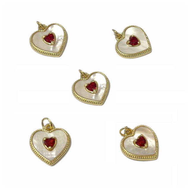 DIJE CORAZON CON ZIRCONIA 14X15MM - BAÑO DE ORO