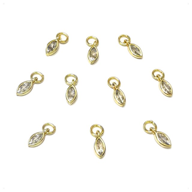 DIJE PUNTO DE LUZ LAGRIMA 7X4MM - BAÑO DE ORO